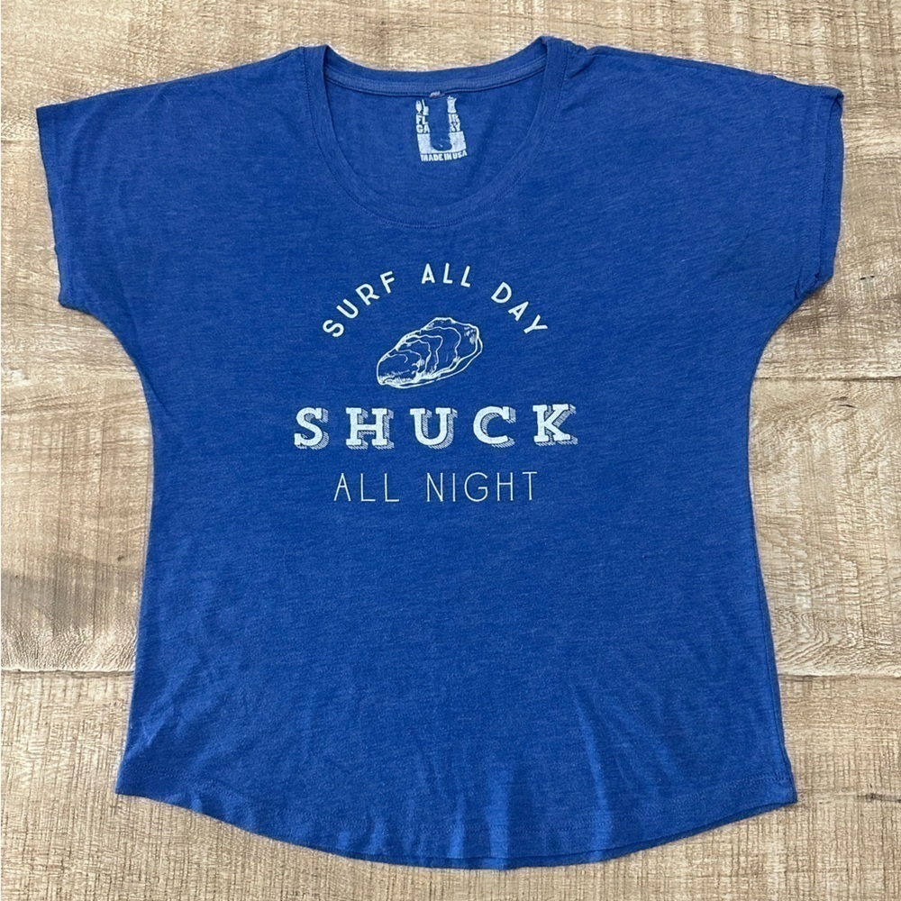 Flavor Gallery | Surf All Day, Shuck All Night Graphic Dolman Tee | S | Heather